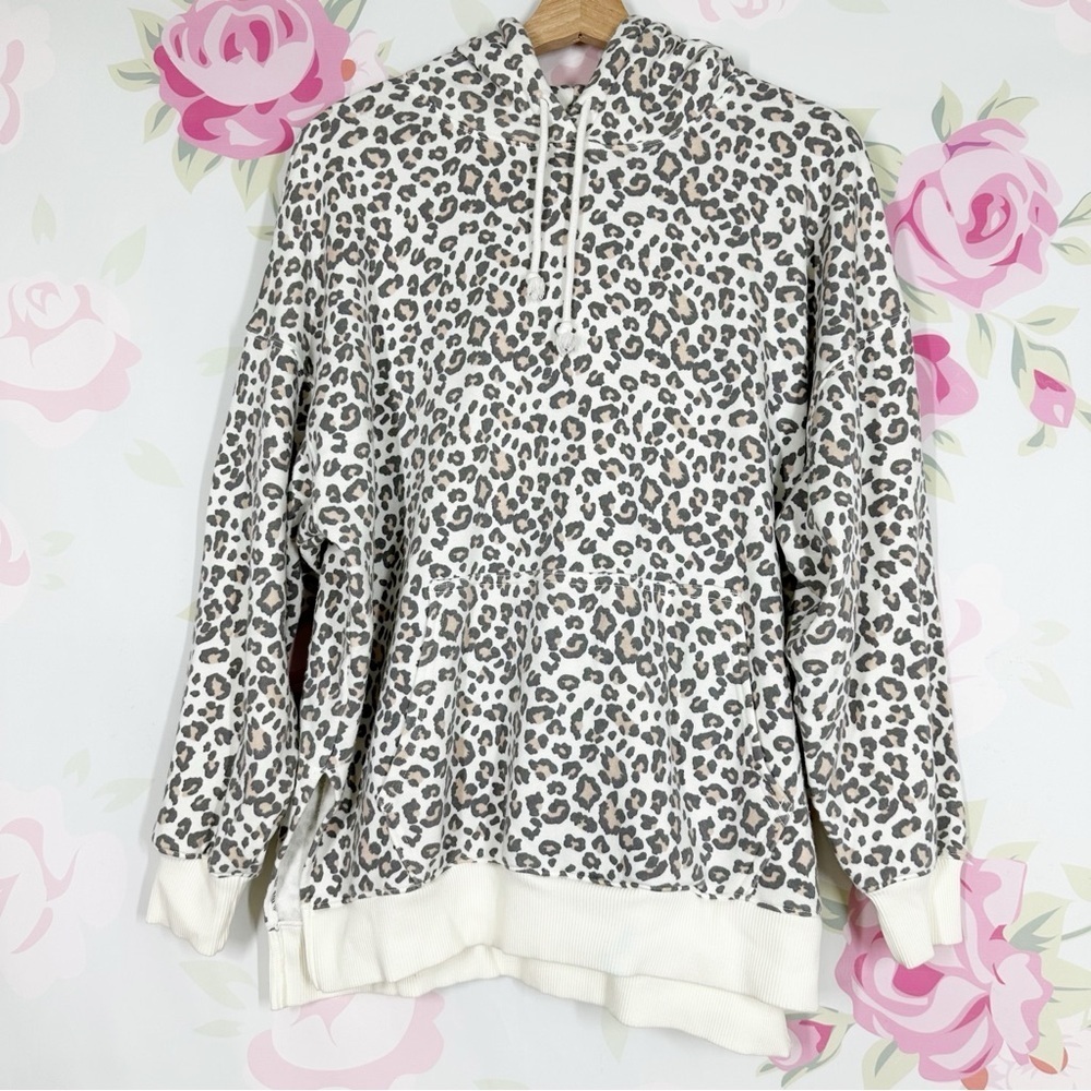 American Eagle Outfitters Leopard Print Jegging Fit Relaxed Sweatshirt Hoodie S